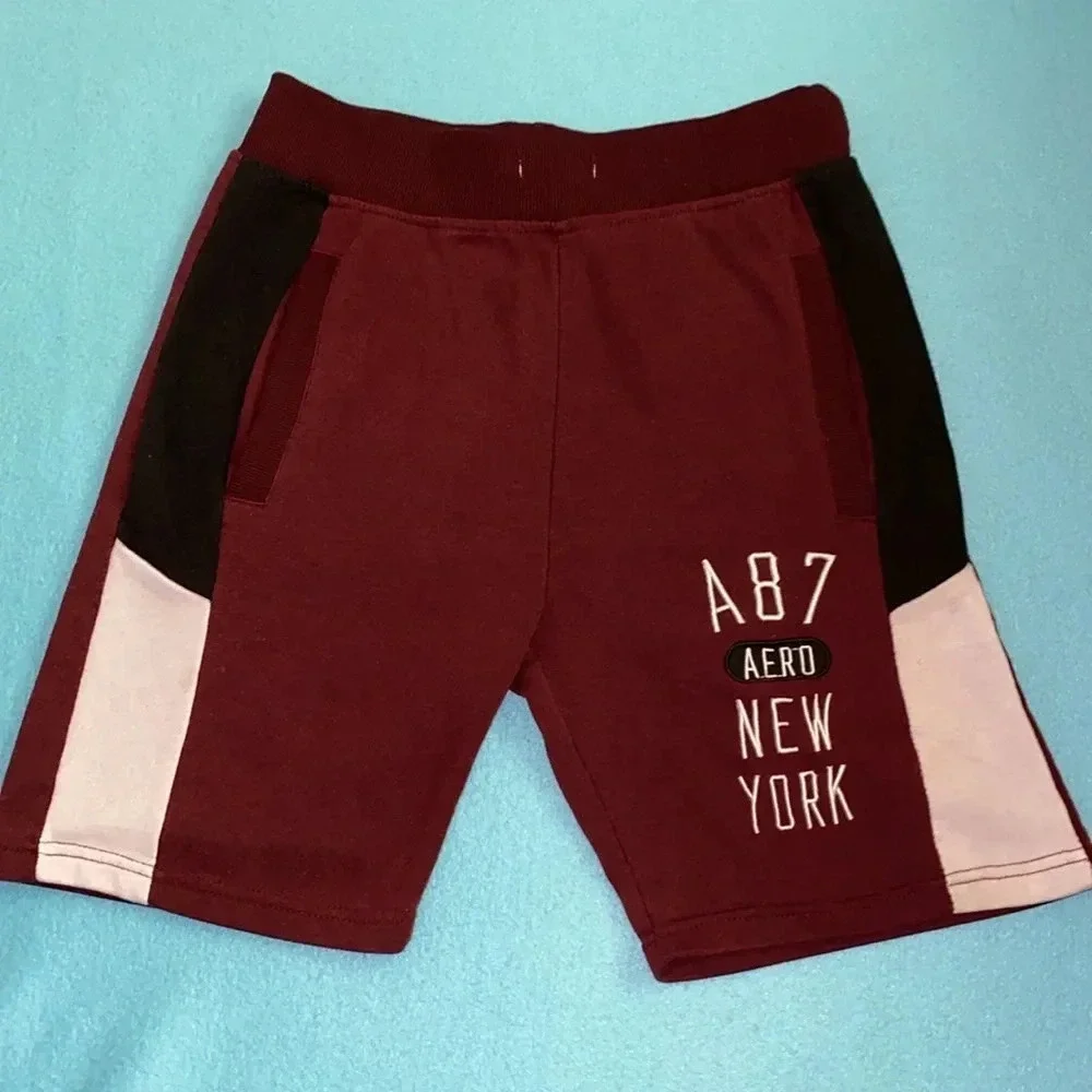 AEROPOSTALE shorts cotton color block 2 pockets elastic waistband vintage size S